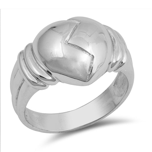 High Polish Cracked Heart Promise Ring New .925 Sterling Silver Band Sizes 5-9