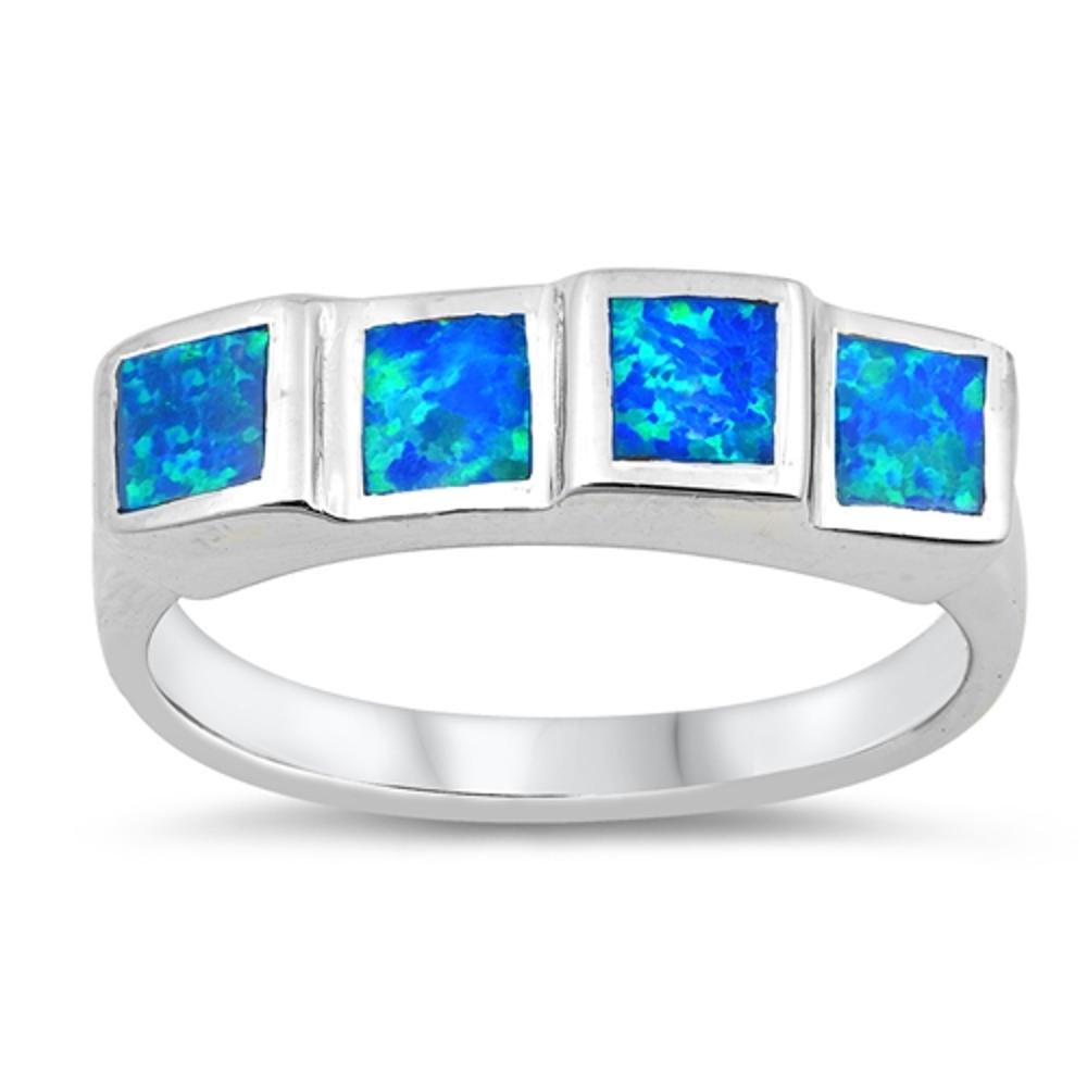 Blue Lab Opal Elegant Unique Ring New .925 Sterling Silver Thumb Band Sizes 5-10