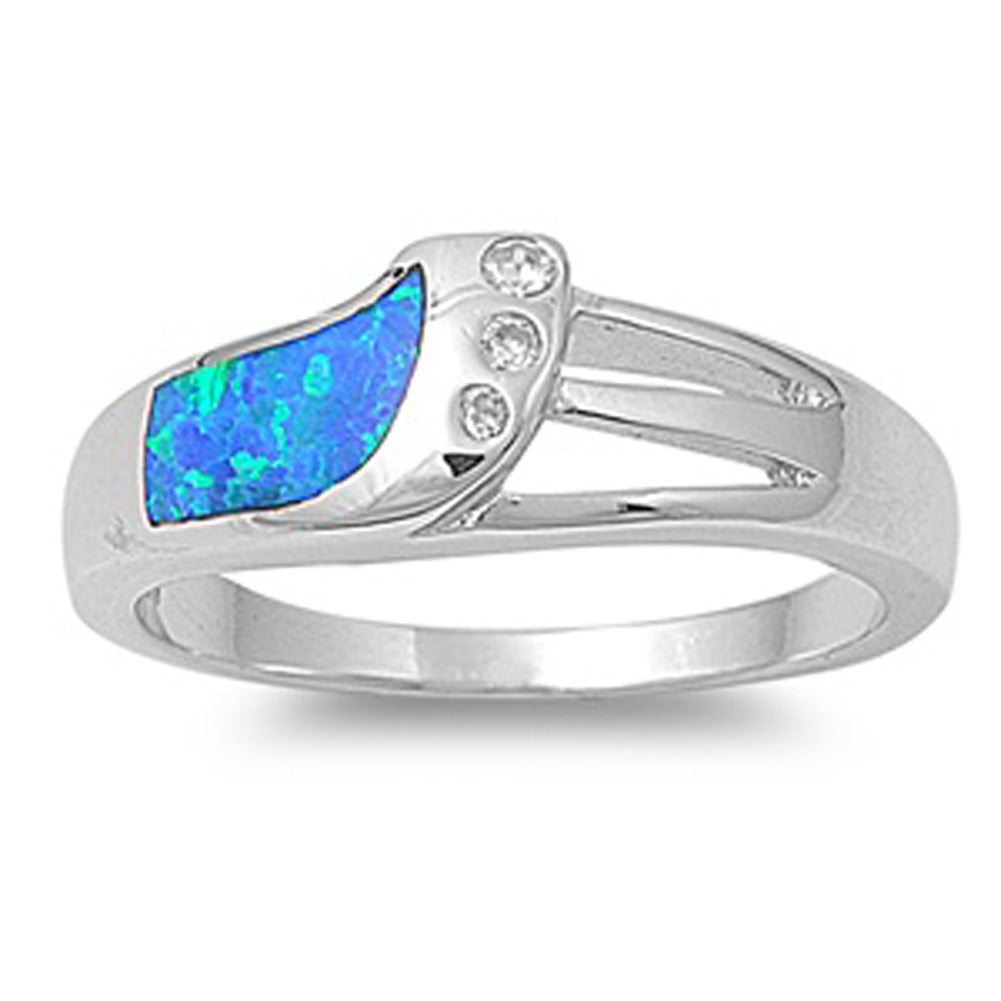 Blue Lab Opal Polished Cutout Ring New 925 Sterling Silver Thumb Band Sizes 5-9