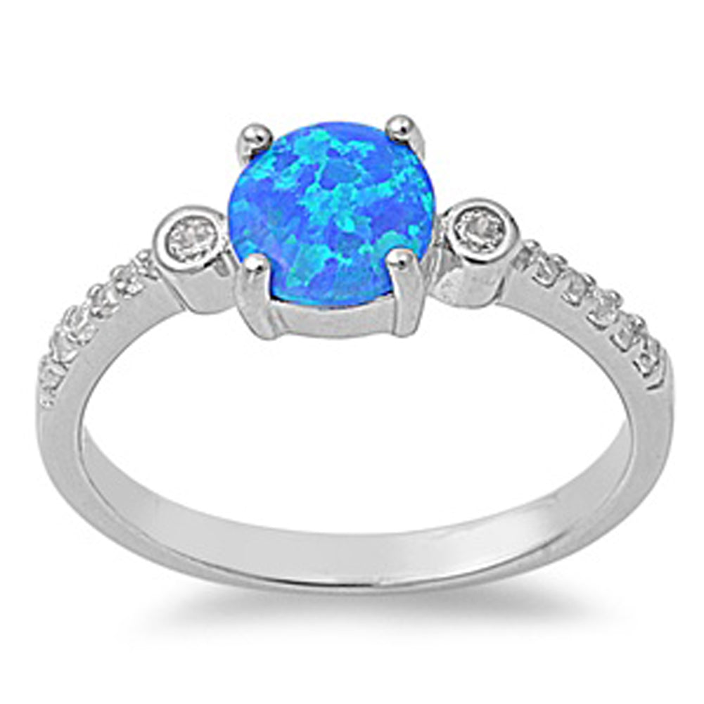 Blue Lab Opal Polished Cute Promise Ring New 925 Sterling Silver Band Sizes 3-10