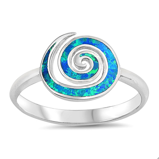 Blue Lab Opal Spiral Knuckle Cocktail Ring .925 Sterling Silver Band Sizes 5-10