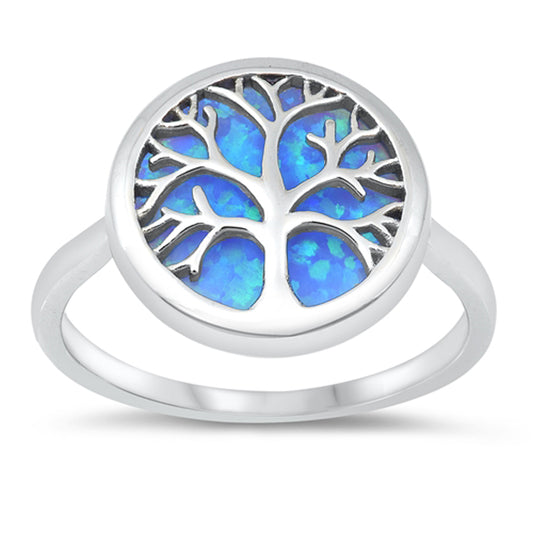 Round Tree of Life Polished Ring New .925 Sterling Silver Sizes 4-12