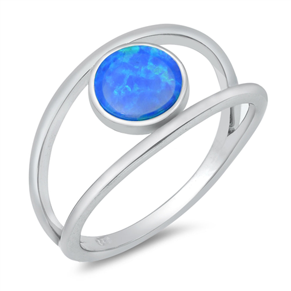 Blue Lab Opal Split Round Wholesale Ring New .925 Sterling Silver Band Sizes 5-10