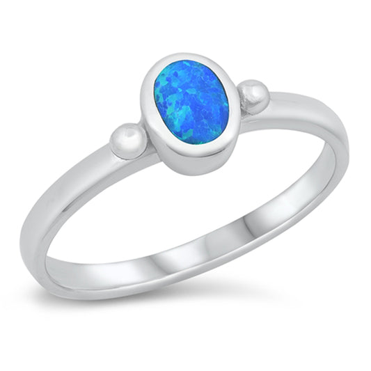 Blue Lab Opal Oval Love Promise Ring New .925 Sterling Silver Band Sizes 5-10