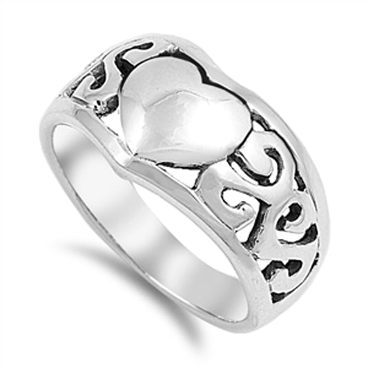 Oxidized Filigree Heart Purity Promise Ring .925 Sterling Silver Band Sizes 5-10