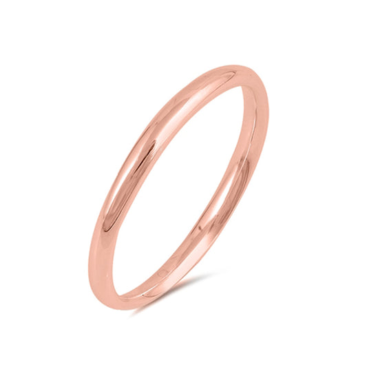 Rose Gold-Tone 925 Sterling Silver Wedding 2mm Band Comfort Fit Ring Sizes 2-12