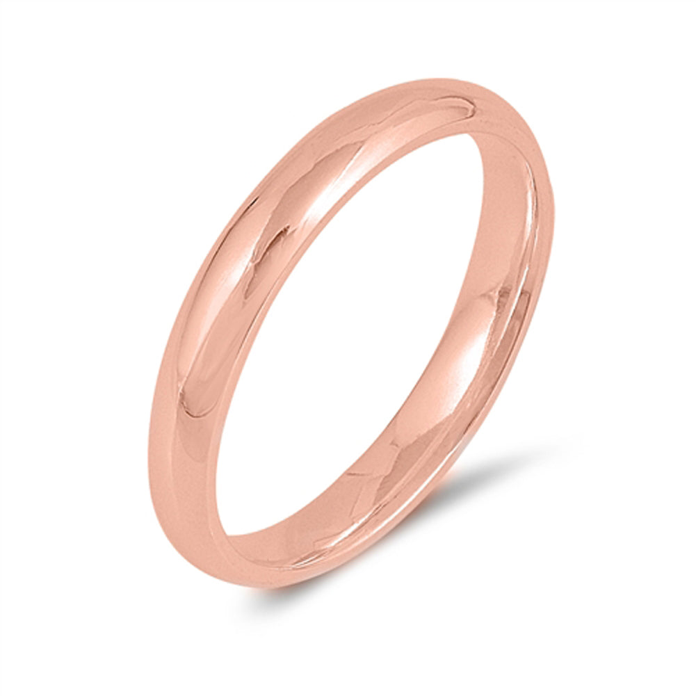 Rose Gold-Tone 925 Sterling Silver Wedding 3mm Band Comfort Fit Ring Sizes 2-12