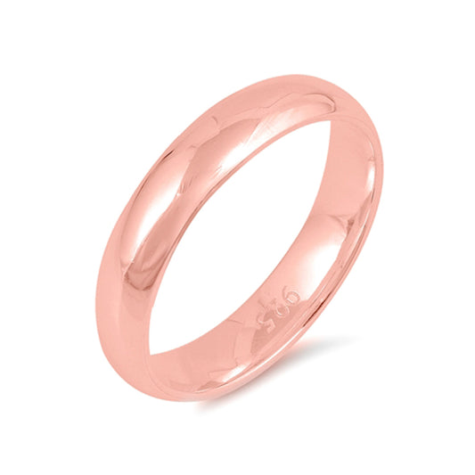 Rose Gold-Tone 925 Sterling Silver Wedding 4mm Band Comfort Fit Ring Sizes 4-14