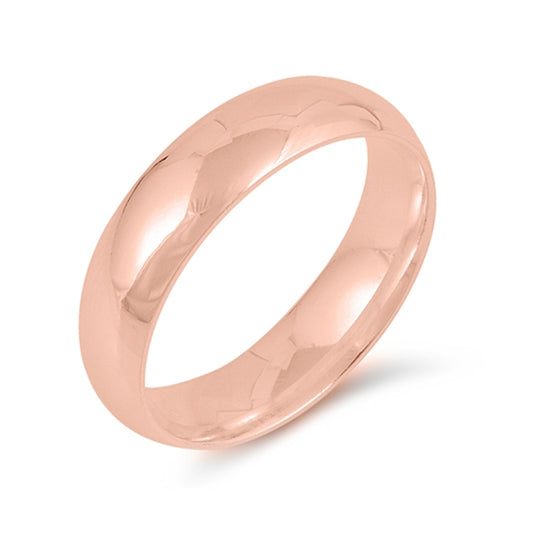 Rose Gold-Tone 925 Sterling Silver Wedding 5mm Band Comfort Fit Ring Sizes 4-14