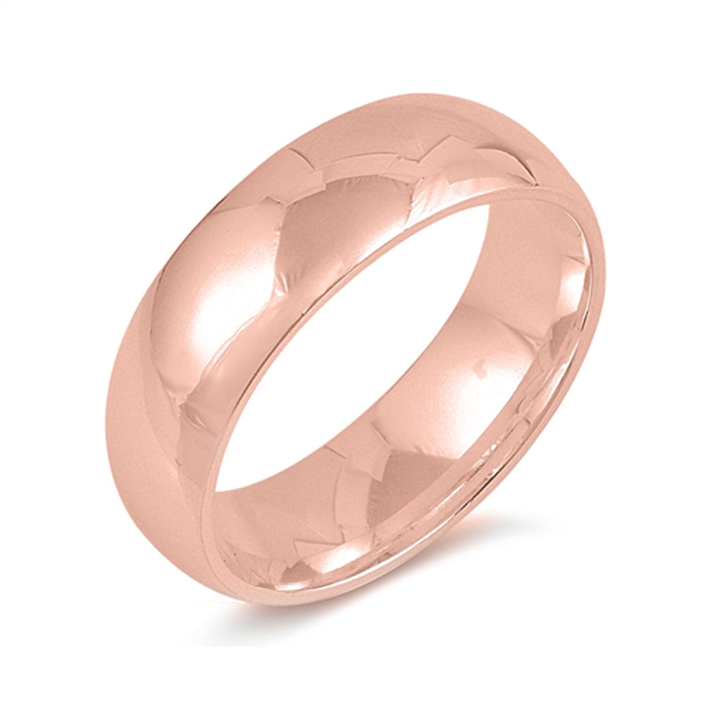 Rose Gold-Tone 6mm Classic Comfort Fit Ring .925 Sterling Silver Band