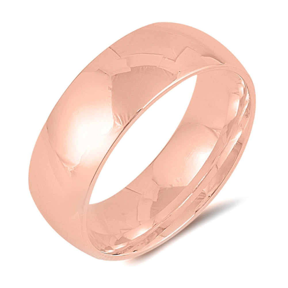 Rose Gold-Tone 7mm Classic Comfort Fit Ring .925 Sterling Silver Band