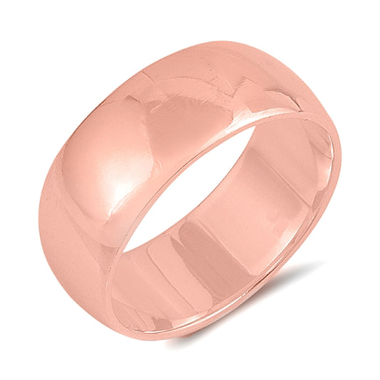 Rose Gold-Tone 8mm Classic Comfort Fit Ring .925 Sterling Silver Band