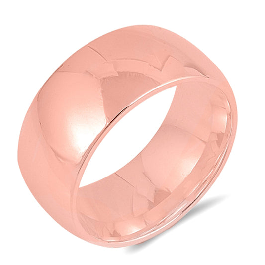 Rose Gold-Tone 9mm Classic Comfort Fit Ring .925 Sterling Silver Band