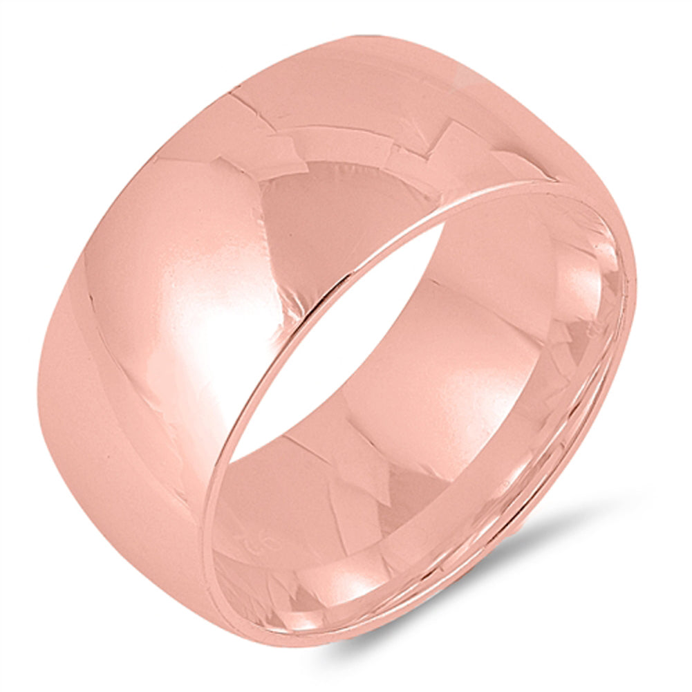 Rose Gold-Tone 10mm Classic Comfort Fit Ring 925 Sterling Silver Band