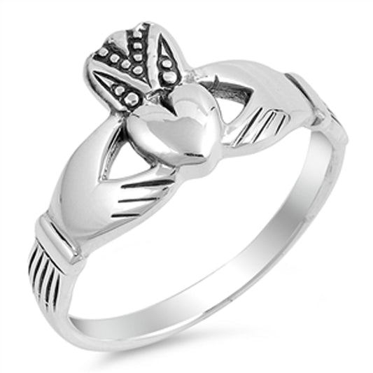 Claddagh Heart Purity Friendship Purity Ring 925 Sterling Silver Band Sizes 4-10