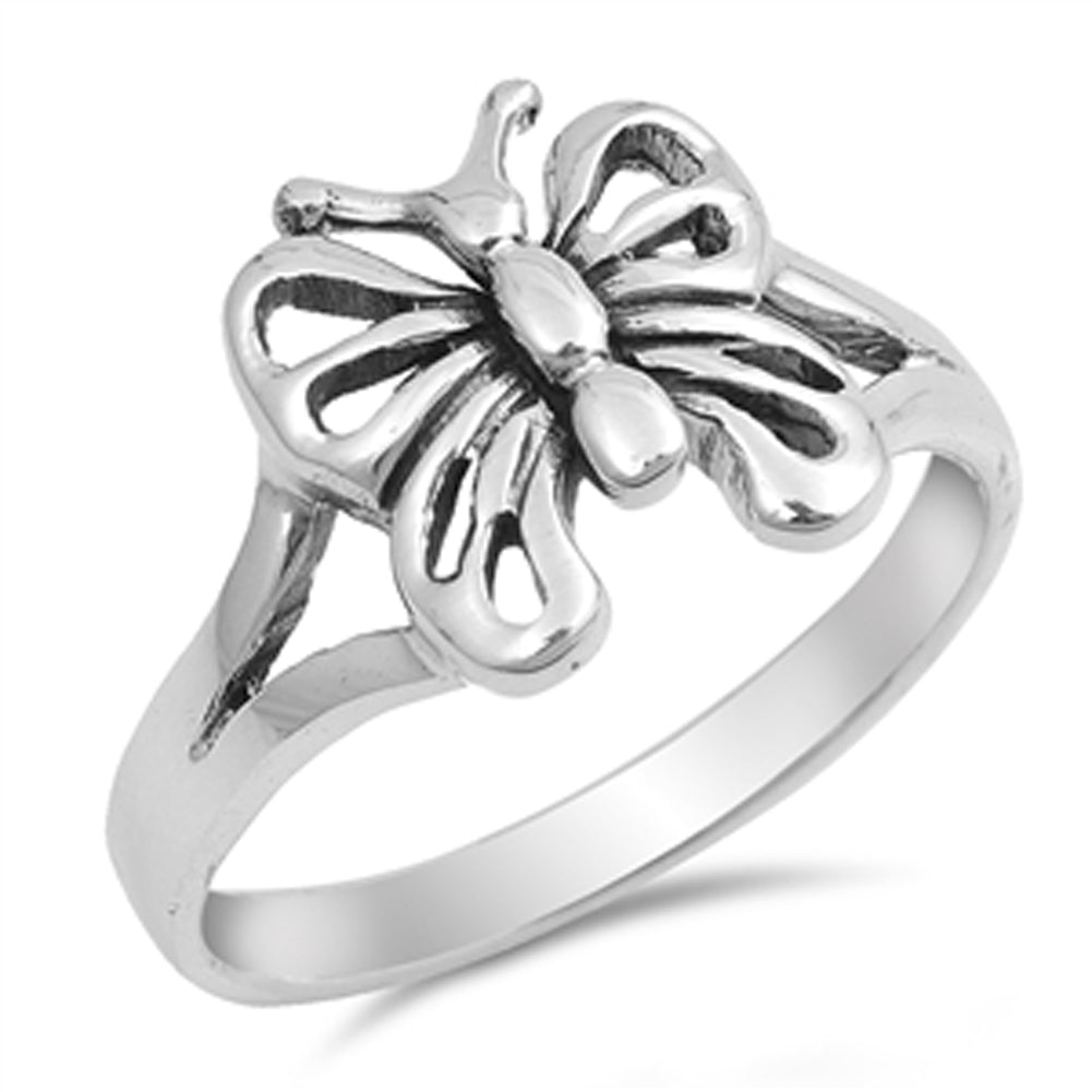 Simple Friendship Butterfly Fantasy Ring New 925 Sterling Silver Band Sizes 5-9