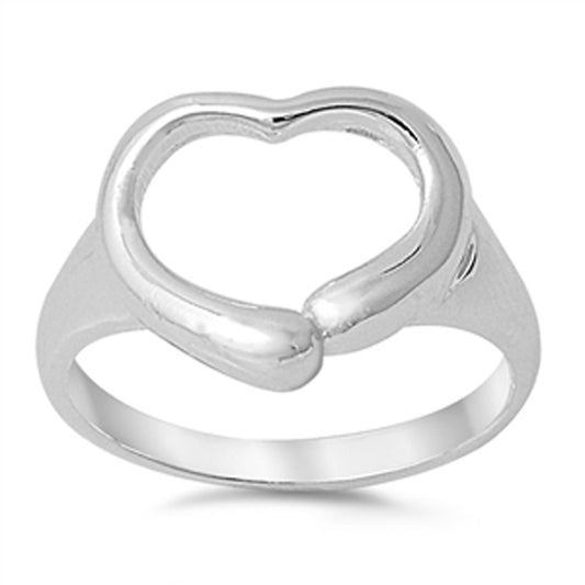 High Polish Heart Promise Purity Ring New .925 Sterling Silver Band Sizes 5-9