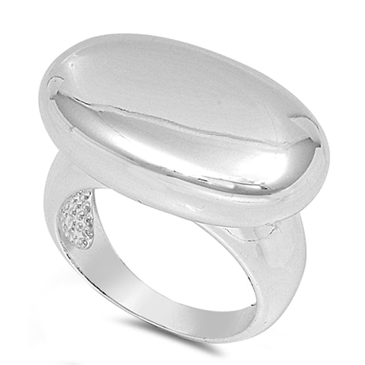 High Polish Oval Wide Fashion Ring New .925 Sterling Silver Band Sizes 6-10