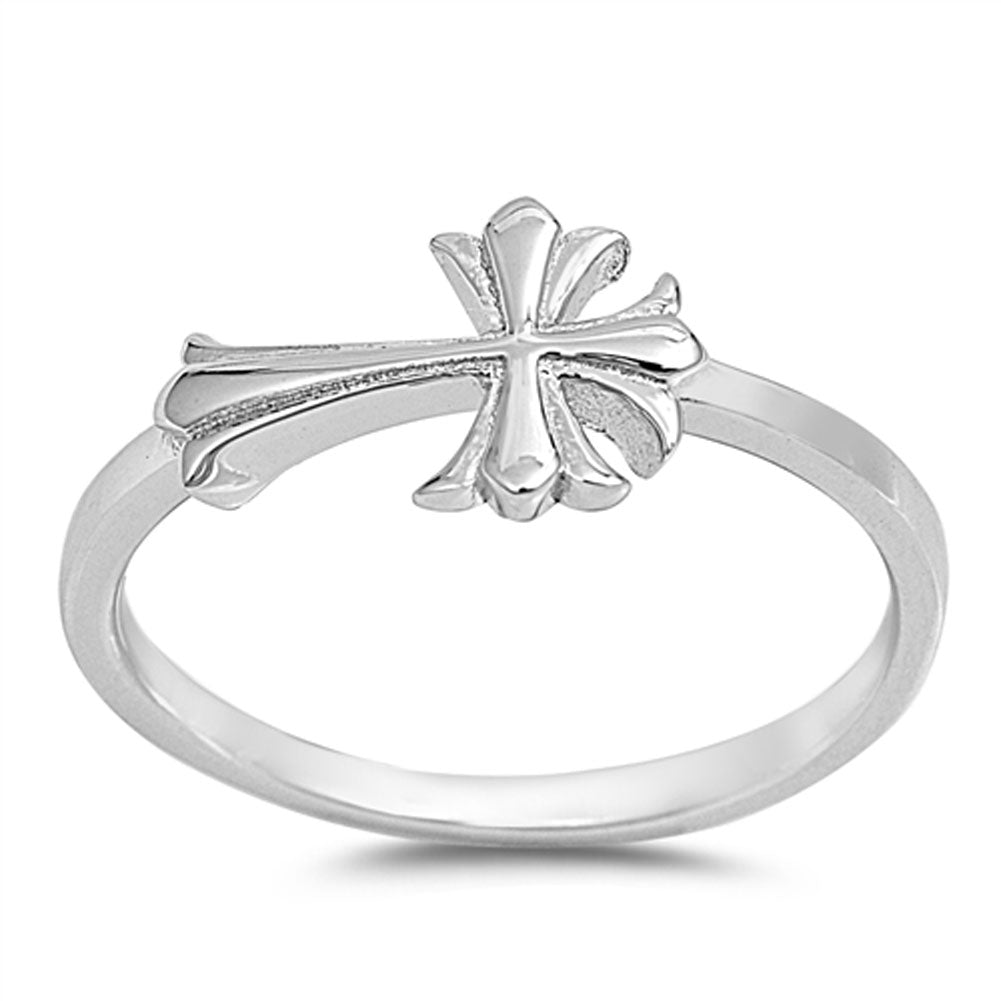 Sideways Cross Classic Ring New .925 Sterling Silver Band Sizes 5-10