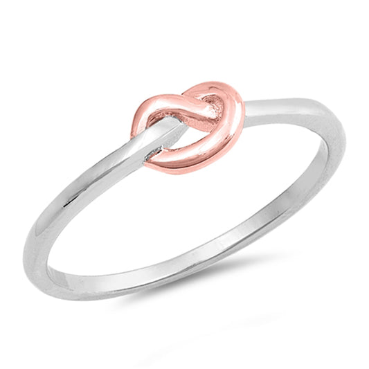 Rose Gold-Tone Knot Ring .925 Sterling Silver Infinity Promise Band Sizes 3-12