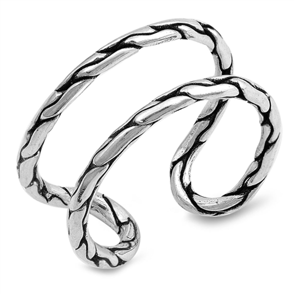 Open Abstract Cracked Pebble Loop Ring New .925 Sterling Silver Band Sizes 5-10