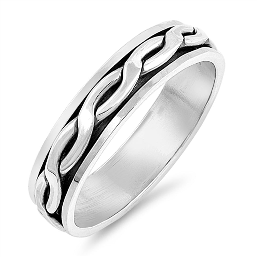 Antiqued Weave Infinity Knot Spinning Ring .925 Sterling Silver Band Sizes 7-13