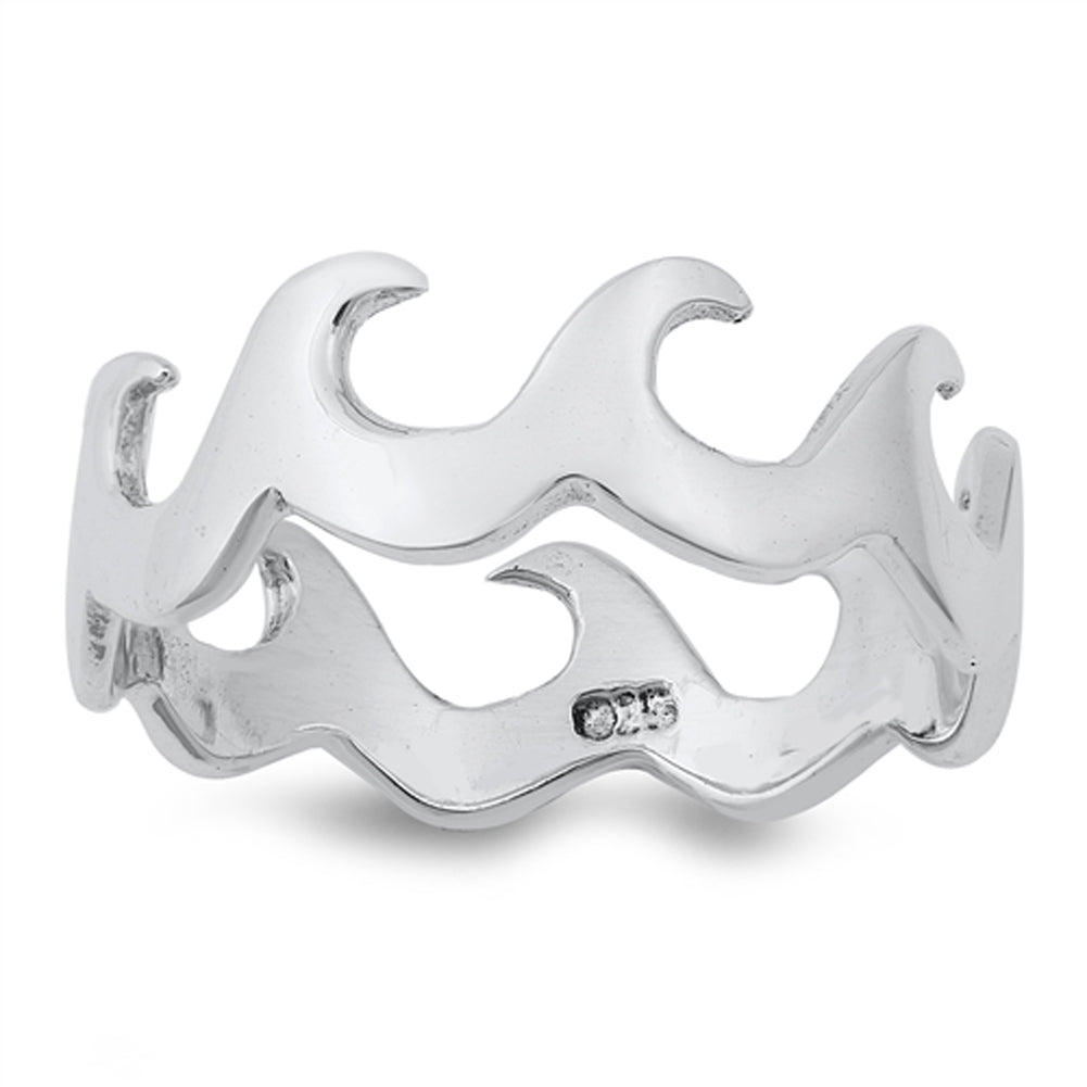 Polished Eternity Wave Classic Ring New .925 Sterling Silver Band Sizes 5-10