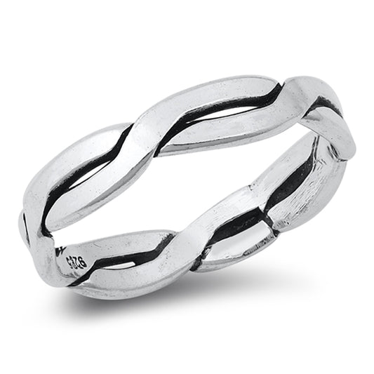 Infinity Cable Twisted Polished Ring New .925 Sterling Silver Band Sizes 5-10