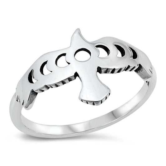 Native Eagle Moon Phase Nature Ring New .925 Sterling Silver Band Sizes 4-10