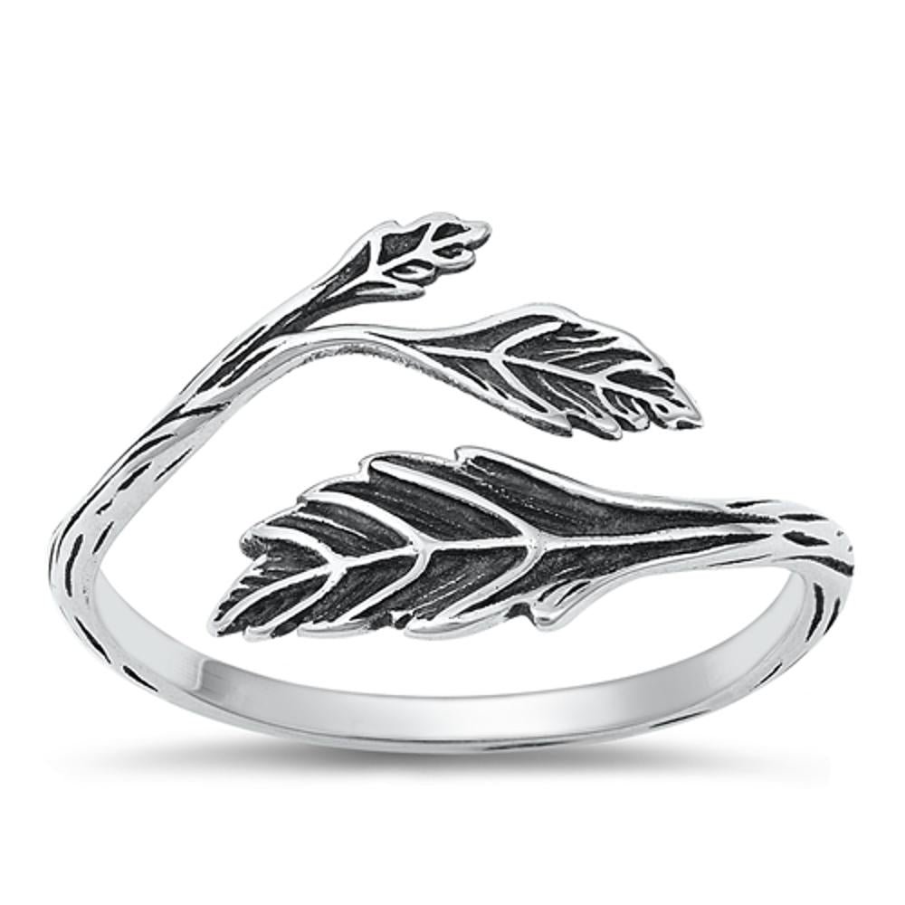 Sterling Silver Adjustable Leaves Ring