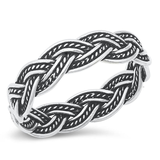 Fancy Bali Braided Rope Beautiful Ring New .925 Sterling Silver Band Sizes 5-11