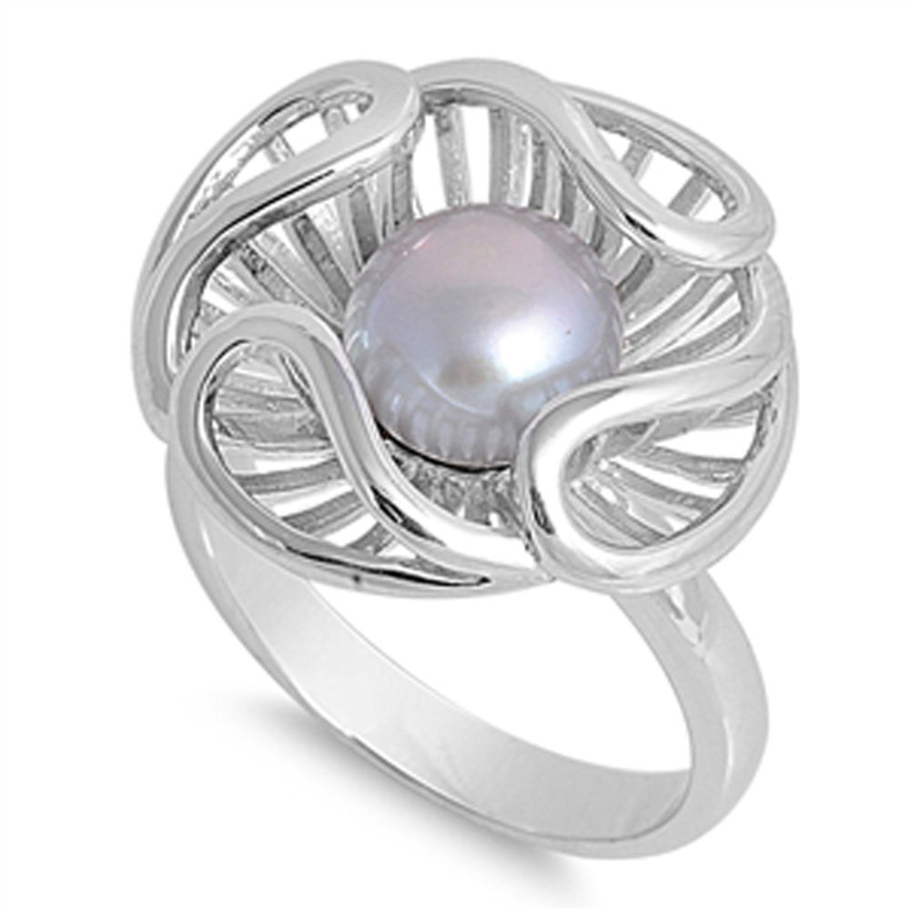 Mother of Pearl Unique Flower Swirl Ring New 925 Sterling Silver Band Sizes 6-10