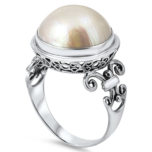 Freshwater Pearl Promise Unique Ring New .925 Sterling Silver Band Sizes 6-9