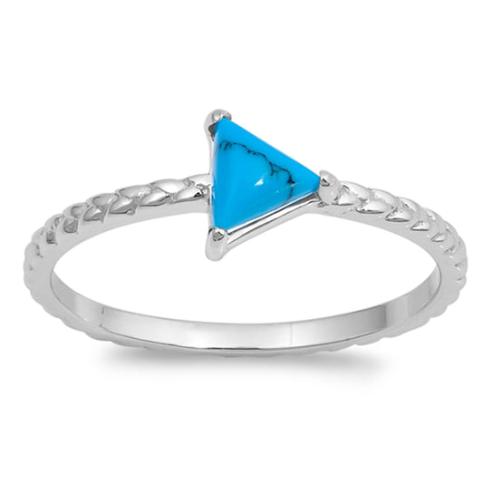 Triangle Turquoise Solitaire Classic Ring .925 Sterling Silver Band Sizes 4-10