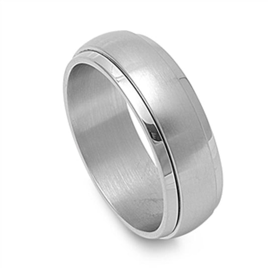 Men's Spinner Ring Classic Polished Stainless Steel Band New USA 8mm Sizes 8-13