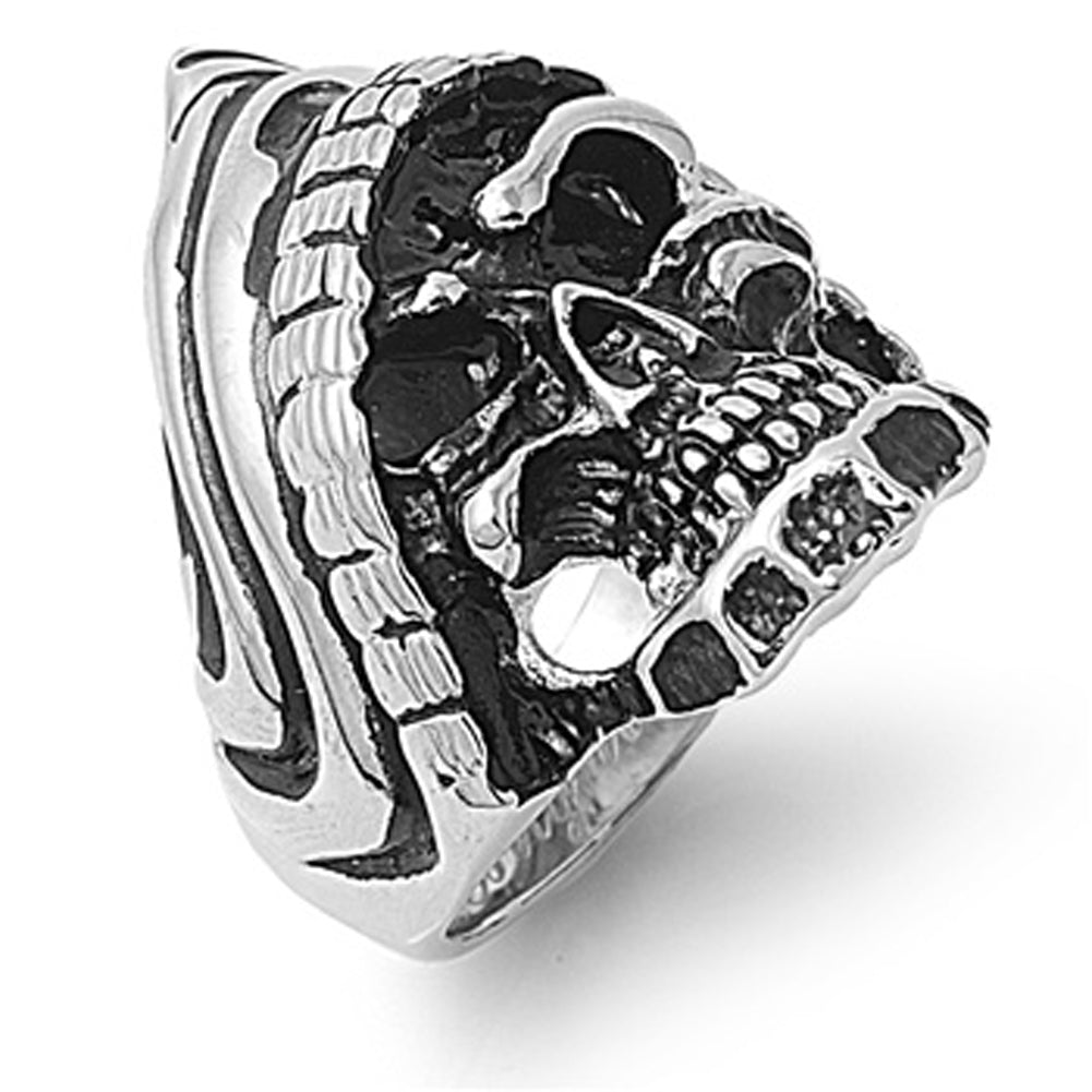 Men's Heavy Skull Biker Ring Polished Stainless Steel Band New 31mm Sizes 9-15