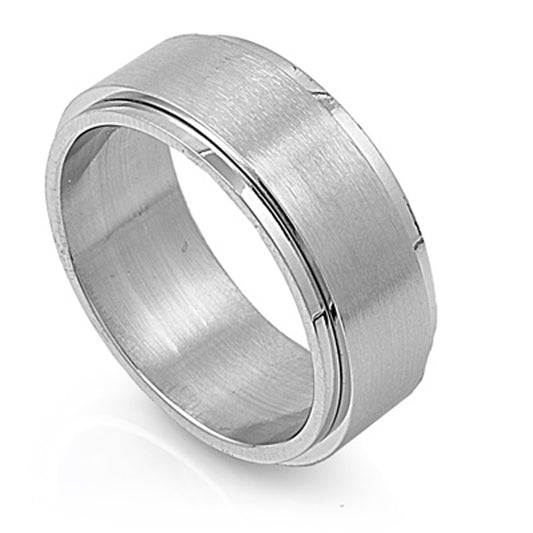 Men's Spinner Ring Classic Brushed Stainless Steel Band New USA 10mm Sizes 6-14