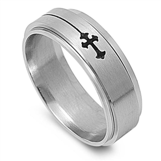 Men's Cross Spinner Ring Wholesale Stainless Steel Band New USA 8mm Sizes 7-14