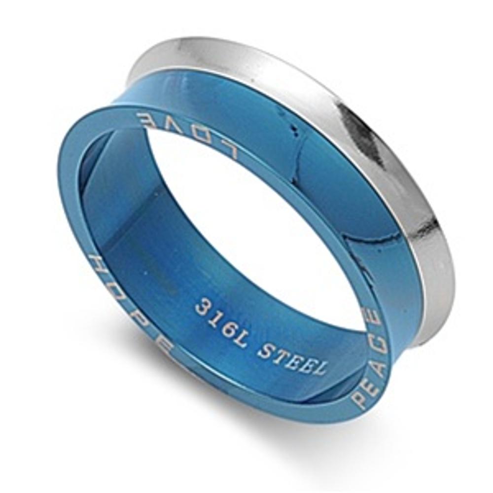 Men's Ring Traditional Love Hope Peace Stainless Steel Band 7mm Sizes 5-13