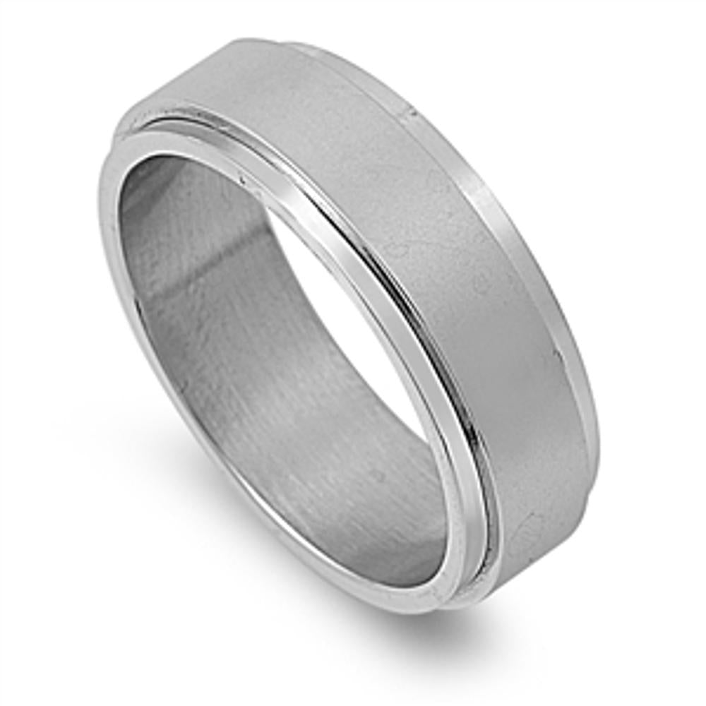 Men's Spinner Wedding Ring Classic Stainless Steel Band New USA 8mm Sizes 6-14