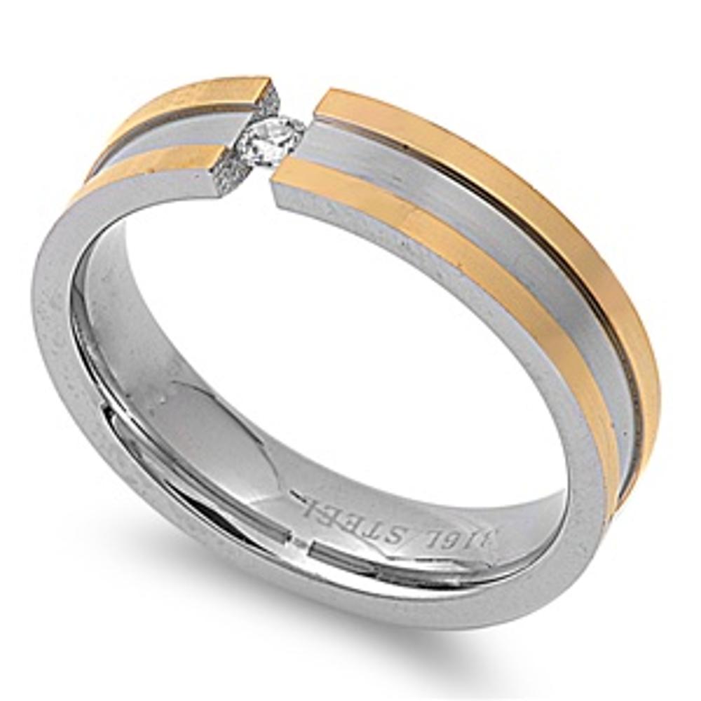 Men's Tension Wedding Ring Polished Stainless Steel Band New USA 6mm Sizes 6-13