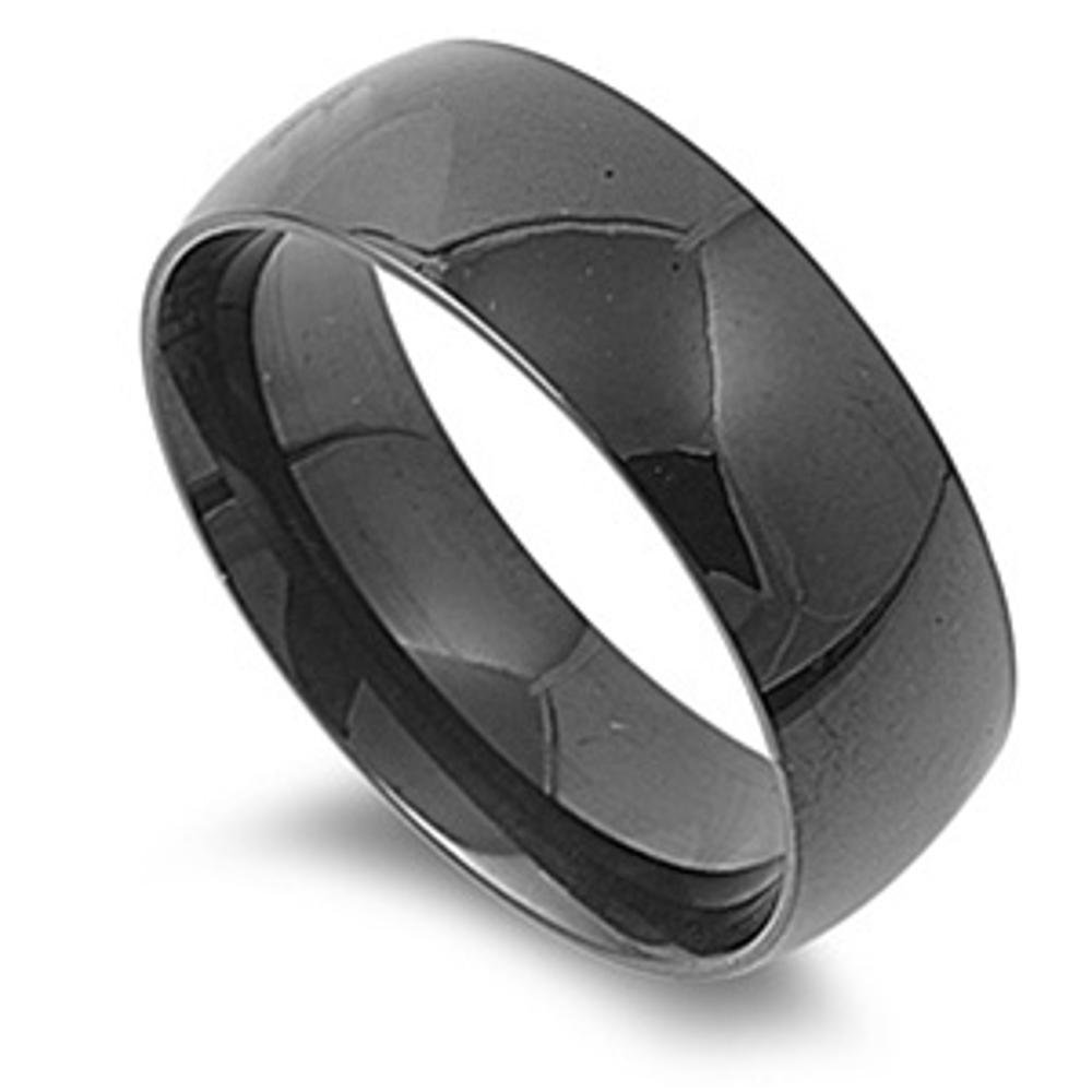 Black Men's Wedding Band Wholesale Ring New 316L Stainless Steel 8mm Sizes 5-15