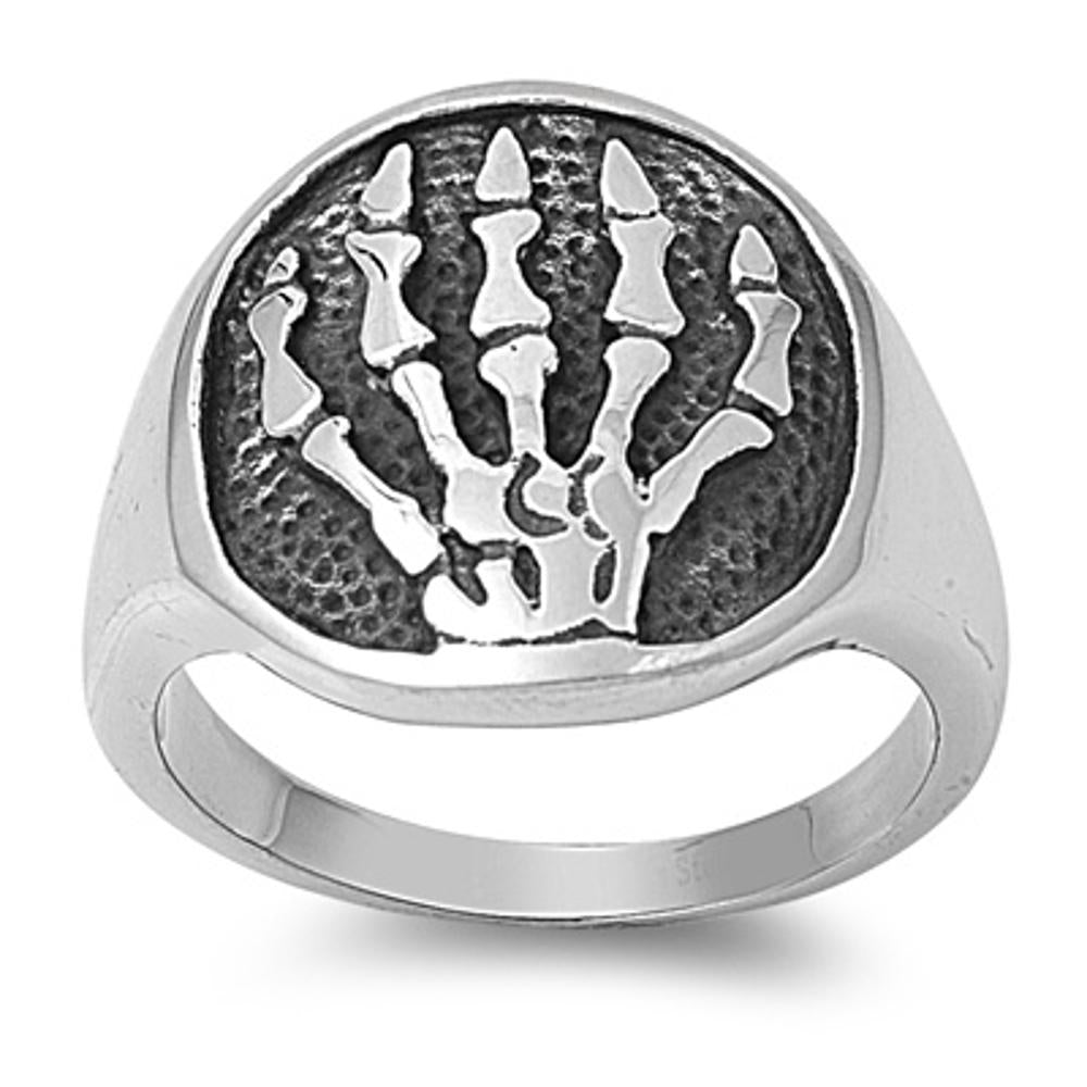 Men's Heavy Skeleton Biker Ring Polished Stainless Steel Band 20mm Sizes 8-14