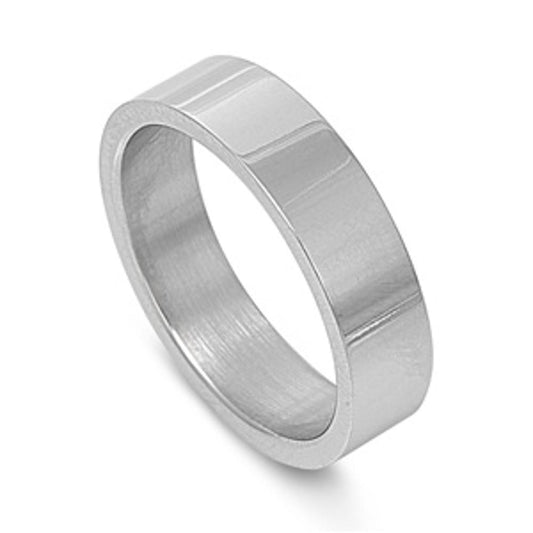 Men's Cigar Ring Unique Polished Stainless Steel Band New USA 6mm Sizes 6-14