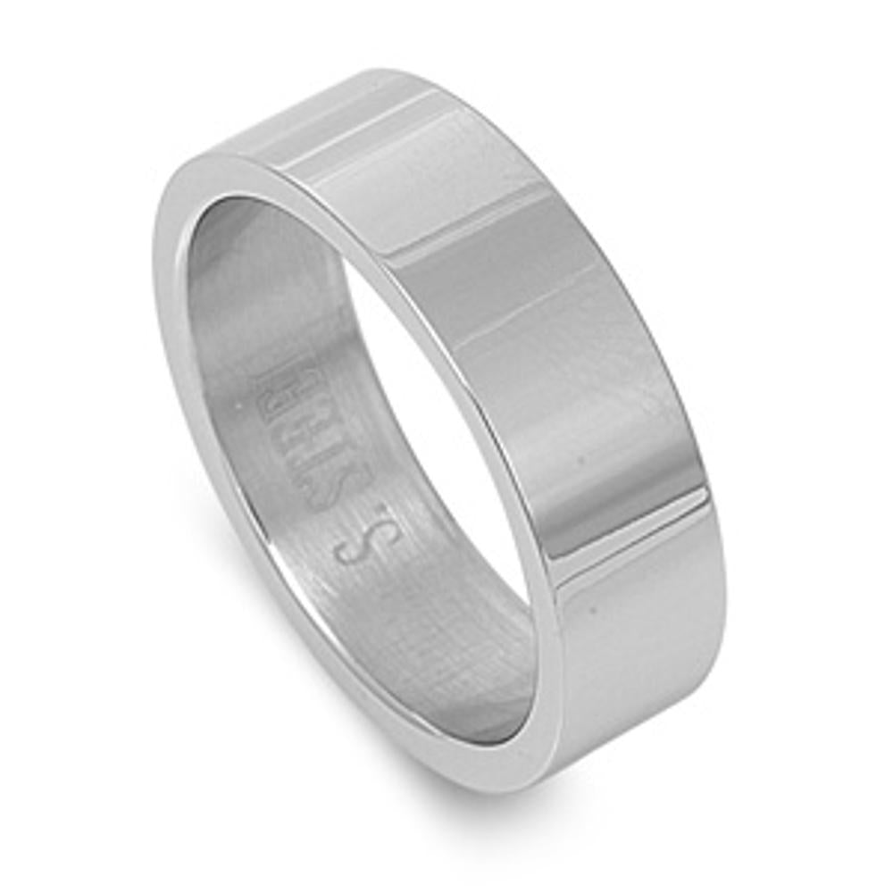 Men's Unique Ring Classic Polished Stainless Steel Band New USA 7mm Sizes 7-14