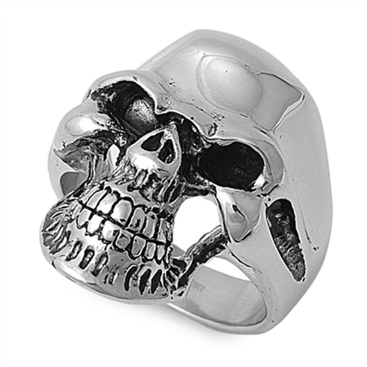 Men's Heavy Skull Biker Ring Polished Stainless Steel Band New 31mm Sizes 8-15