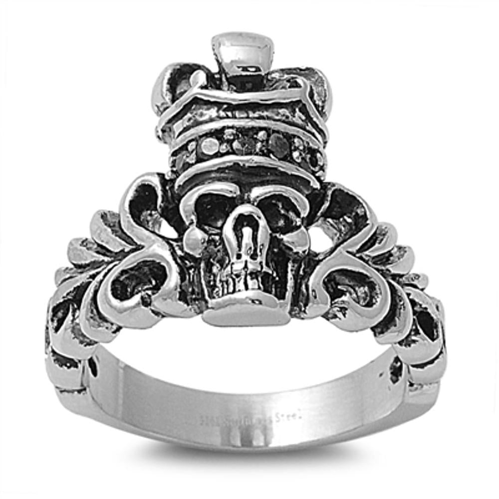 Men's Skull King Biker Ring Polished Stainless Steel Band New 19mm Sizes 7-14