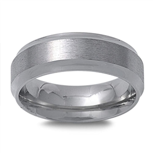 Men's Brushed Ring Fashion Polished Stainless Steel Band New USA 7mm Sizes 7-13