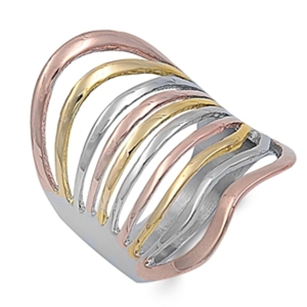 Rose Gold Plated Fashion Ring Classic Stainless Steel Band USA 33mm Sizes 6-10