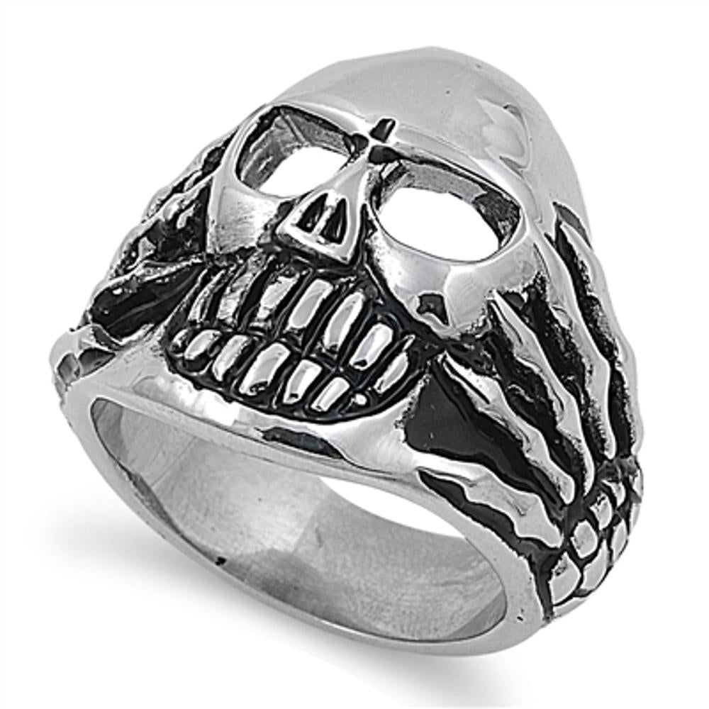 Men's Skull Skeleton Hand Biker Ring Stainless Steel Band New 26mm Sizes 9-15